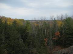 Lake Independence visible through the bare trees