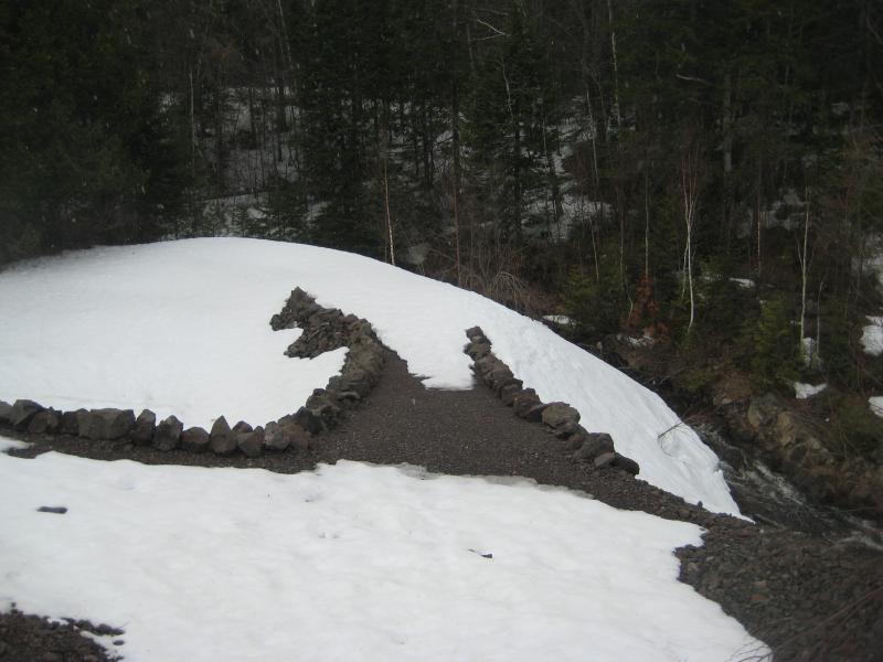 Snow covered paths on the poor rock