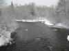 Snowy fork above the bridge