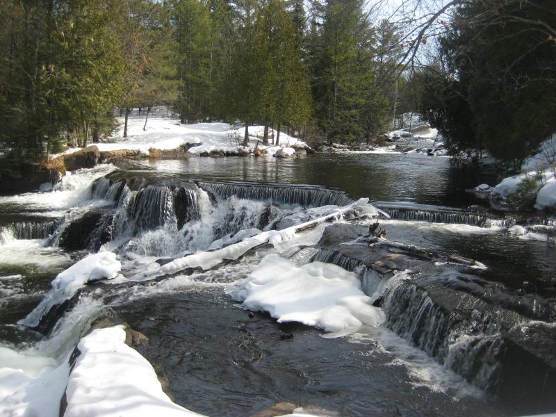 Icy stairs on the river