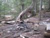 Spring-wet camp above the falls