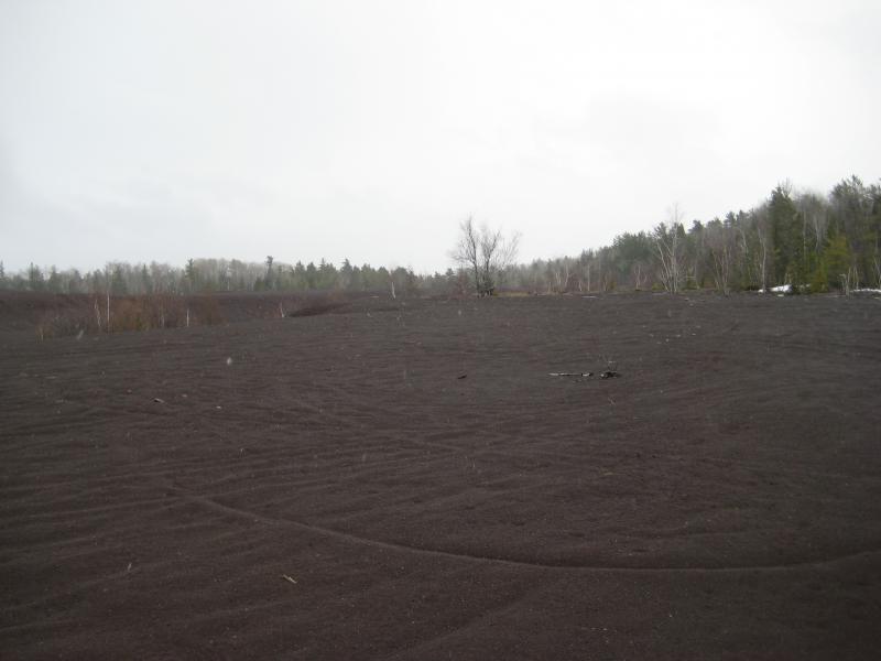 Vast stamp sands stretching below Brockway ridge