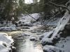 Narrow, snowy canyon