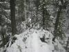 Looking down along a treacherous knife ridge