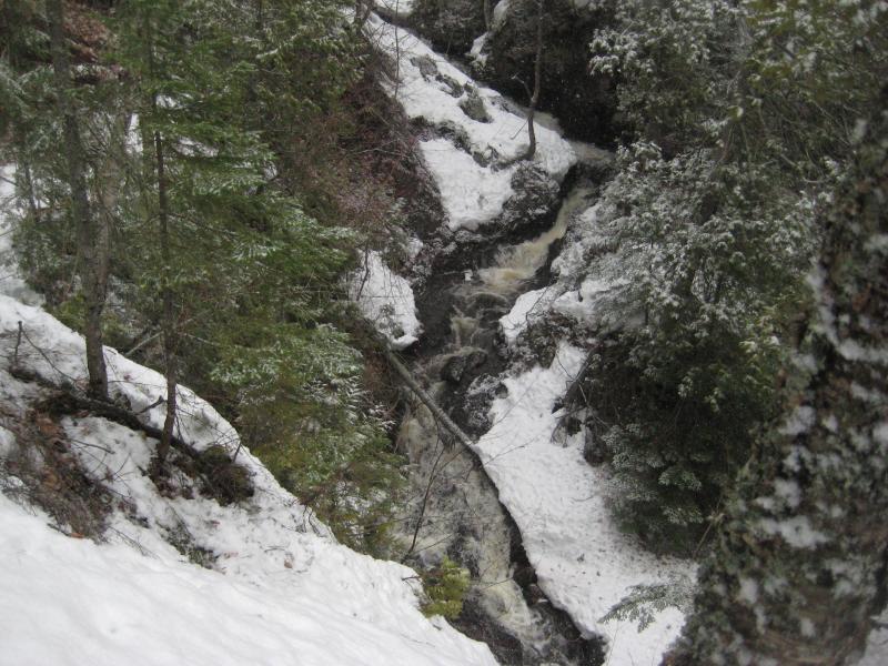 Looking down at the falls