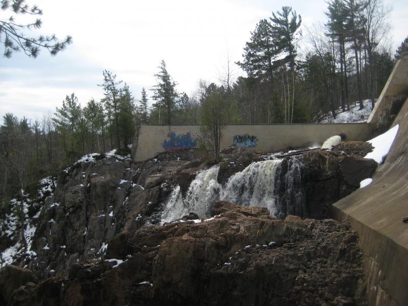 Looking across at the falls