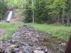 Looking up at the little creek and waterfall