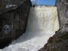 Foamy chute emptying the dam