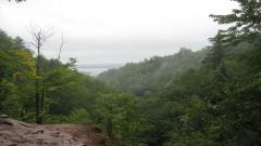 Misty gorge towards Torch Lake