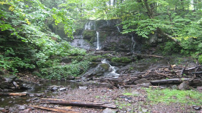 Rain dampening the upper falls
