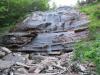 Looking up at the towering lower drop