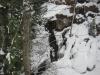 Snow covered walls of ice and rock