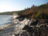 Breaking waves on the rocky shoreline