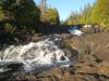 Lakeside view of the falls