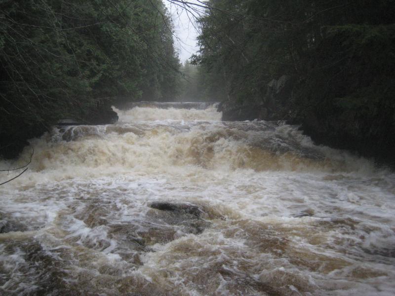 Mass of water hiding the falls