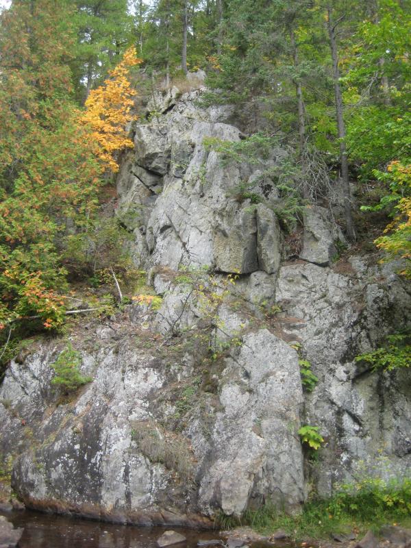 Looking up the rocky pinnacle