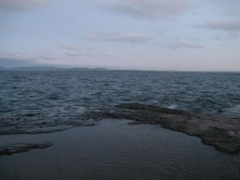 Huron Mountains in the blurry distance