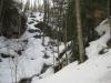 Rock walls around the melting snow