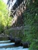 Wide draining pipes below the dam