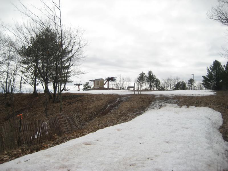 Snow left around the ski lift