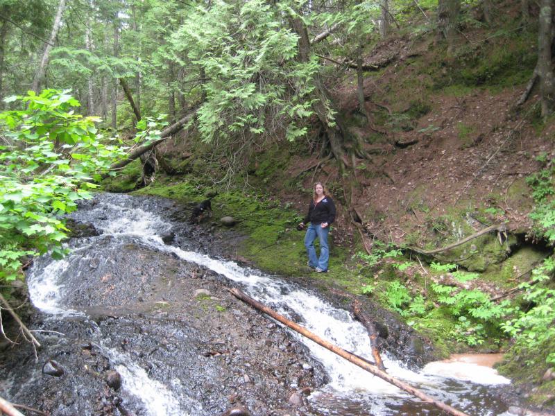 Katie near a long drop