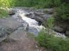 Looking down at the narrow chute