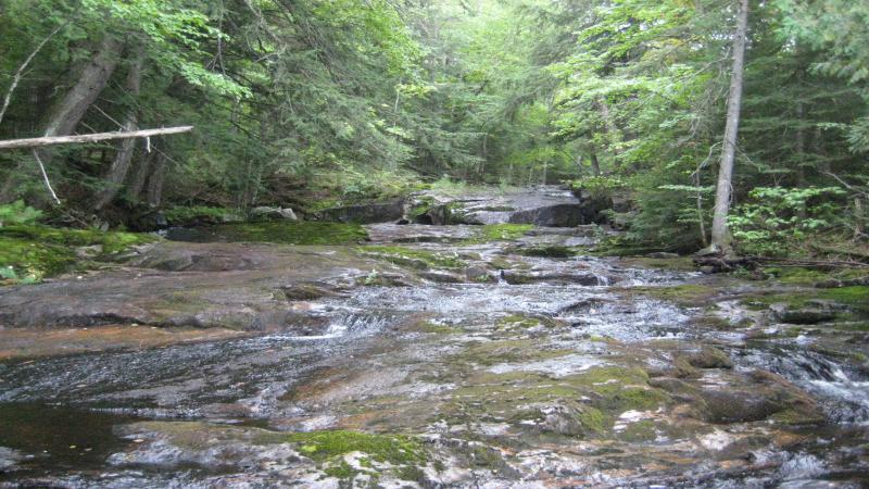 Water sliding over the wide river bed