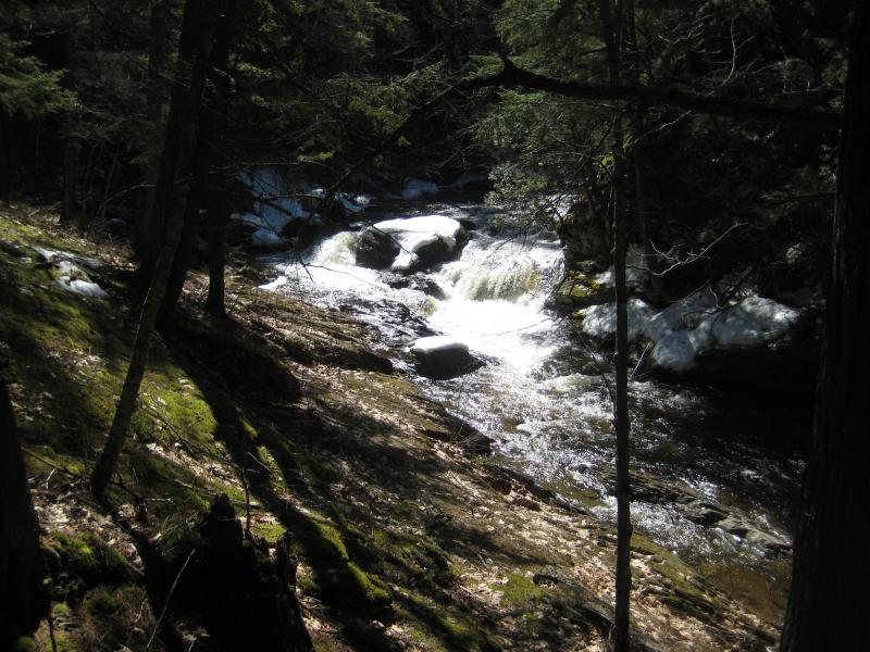 Looking down the steep slab