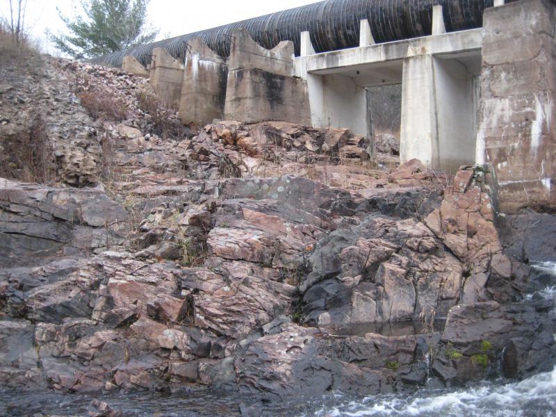 Craggy rocks around the river