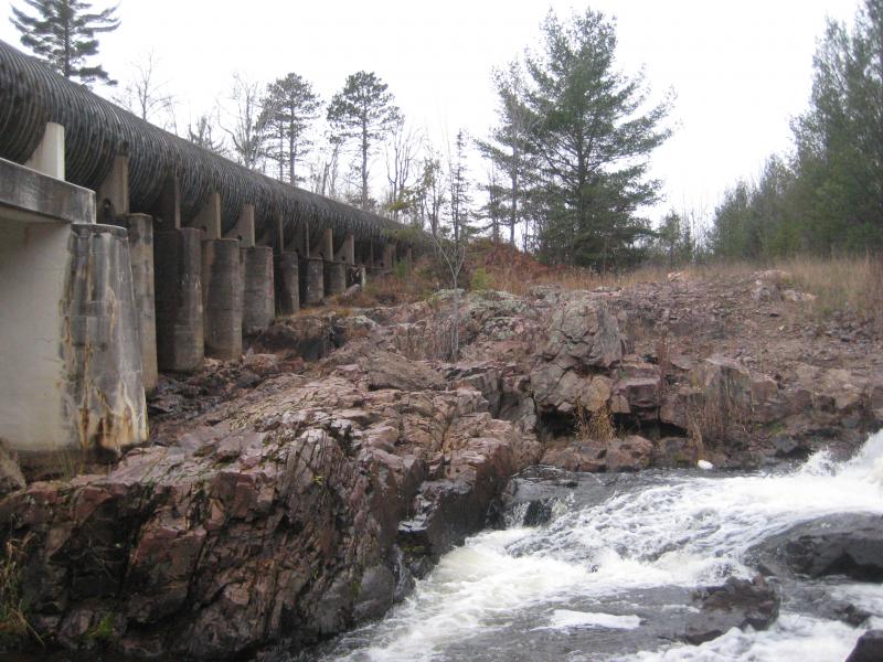 Penstock stretching upriver to Forestville Basin